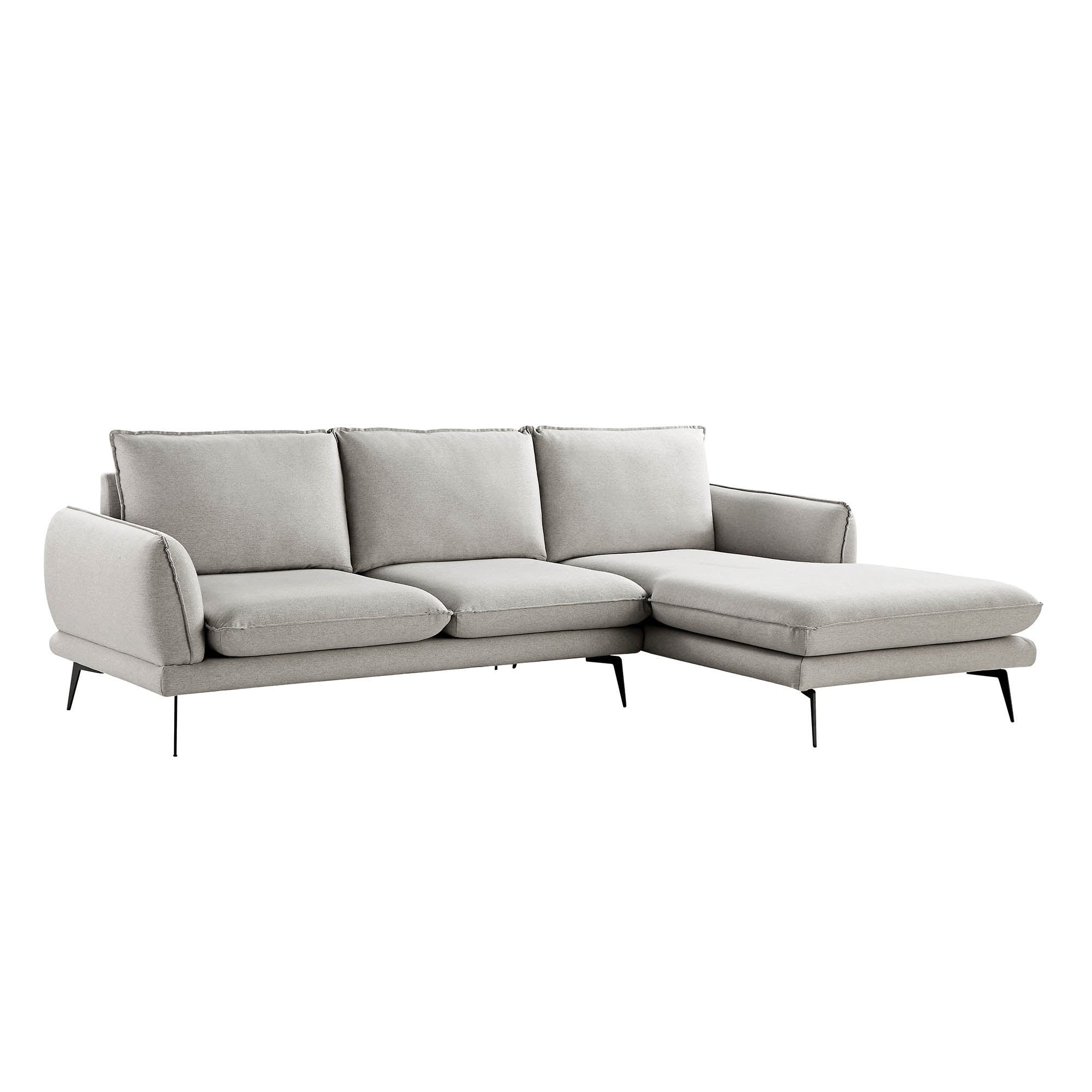 Obriel Grey Marl Fabric Sofa, Grande Chaise Sofa Right Hand Facing