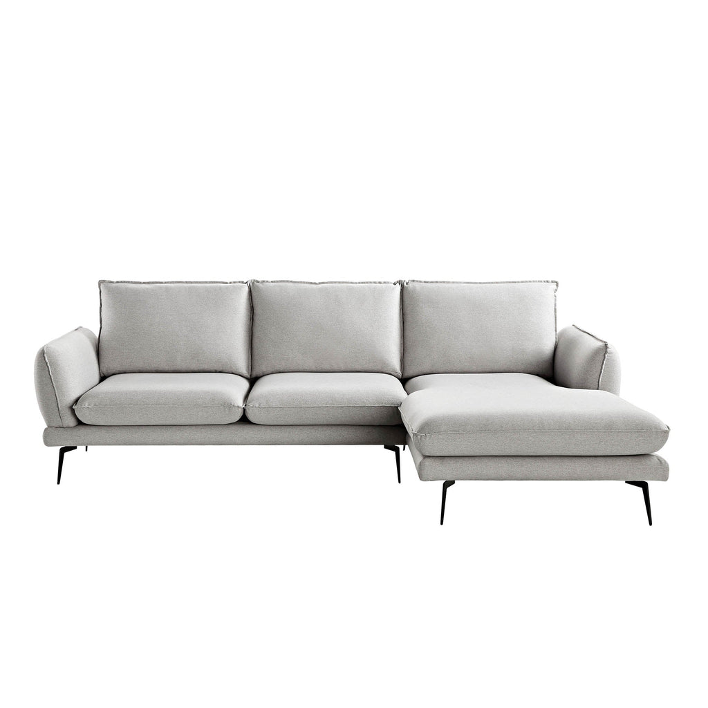 Obriel Grey Marl Fabric Sofa, Grande Chaise Sofa Right Hand Facing