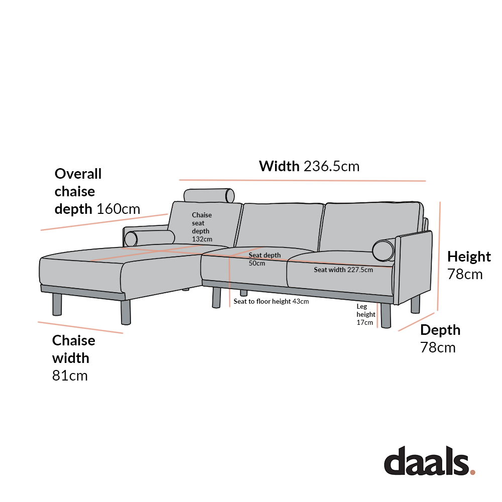 Timber Sage Green Fabric Sofa, Large 3-Seater Chaise Sofa Left Hand Facing