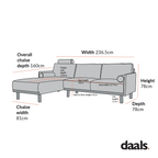 Timber Sage Green Fabric Sofa, Large 3-Seater Chaise Sofa Left Hand Facing