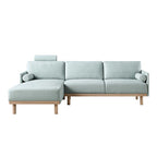 Timber Sage Green Fabric Sofa, Large 3-Seater Chaise Sofa Left Hand Facing