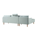 Timber Sage Green Fabric Sofa, Large 3-Seater Chaise Sofa Left Hand Facing