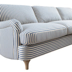Daphnis Blue Striped Linen Blend Sofa, Grande Chaise Sofa Right Hand Facing