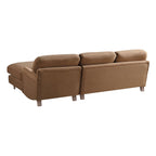 Daphnis Camel Velvet Sofa, Grande Chaise Sofa Right Hand Facing
