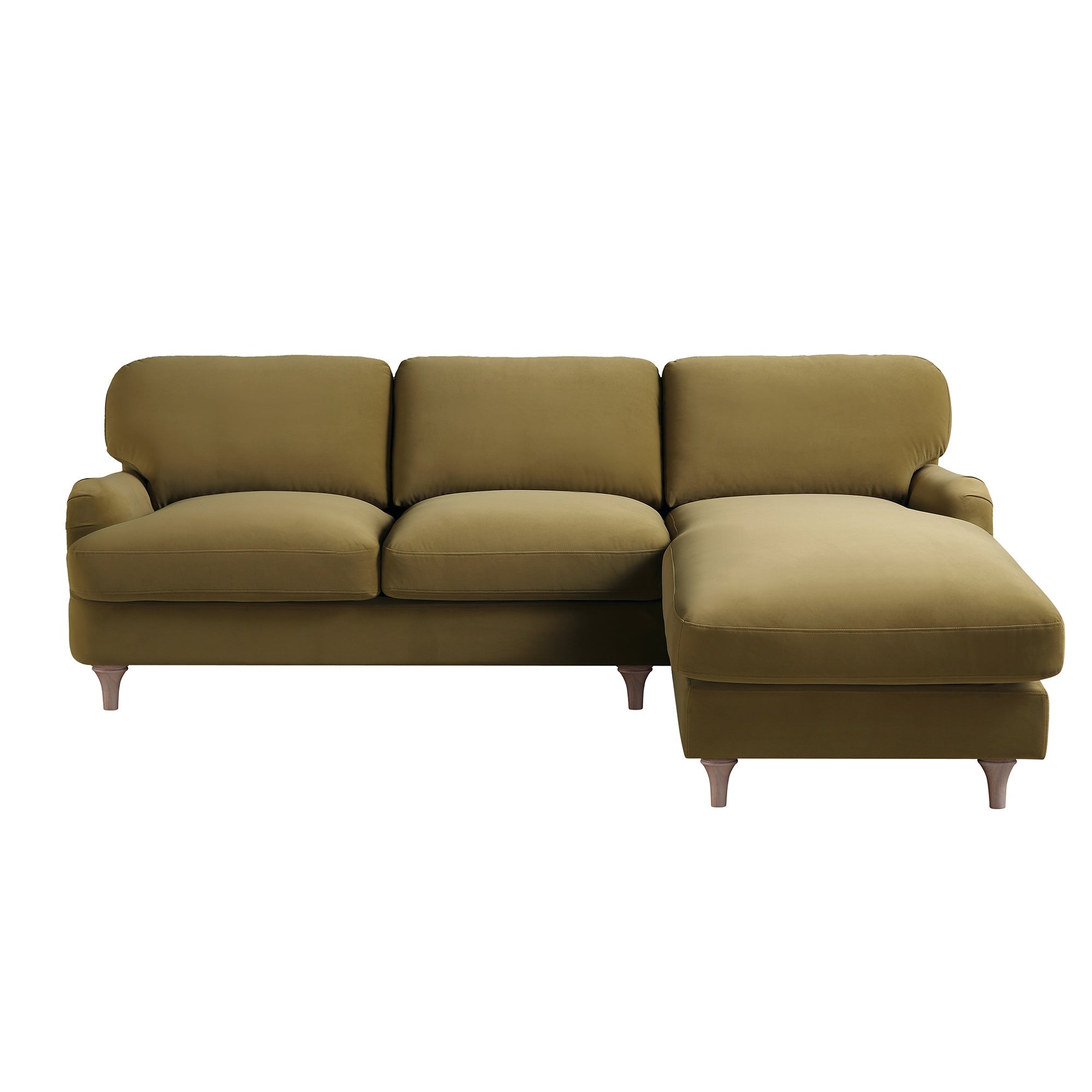 Daphnis Fudge Velvet Sofa, Grande Chaise Sofa Right Hand Facing