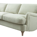 Daphnis Green Striped Linen Blend Sofa, Grande Chaise Sofa Left Hand Facing