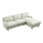 Daphnis Green Striped Linen Blend Sofa, Grande Chaise Sofa Right Hand Facing