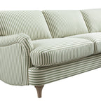 Daphnis Green Striped Linen Blend Sofa, Grande Chaise Sofa Right Hand Facing