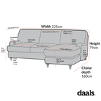 Daphnis Green Striped Linen Blend Sofa, Grande Chaise Sofa Right Hand Facing