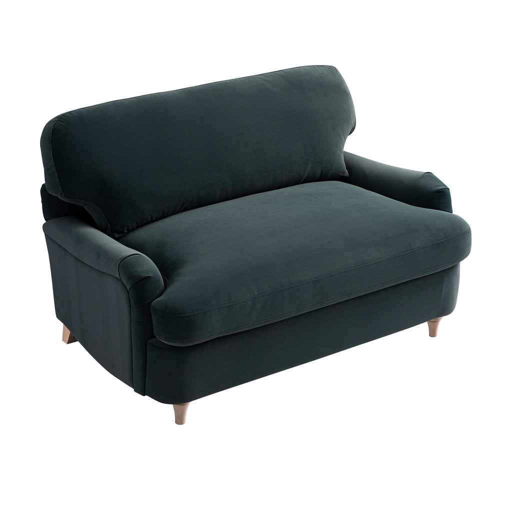 Daphnis Aegean Blue Velvet Sofa Bed, Loveseat