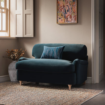 Daphnis Aegean Blue Velvet Sofa Bed, Loveseat