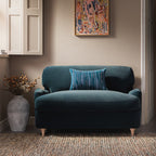 Daphnis Aegean Blue Velvet Sofa Bed, Loveseat