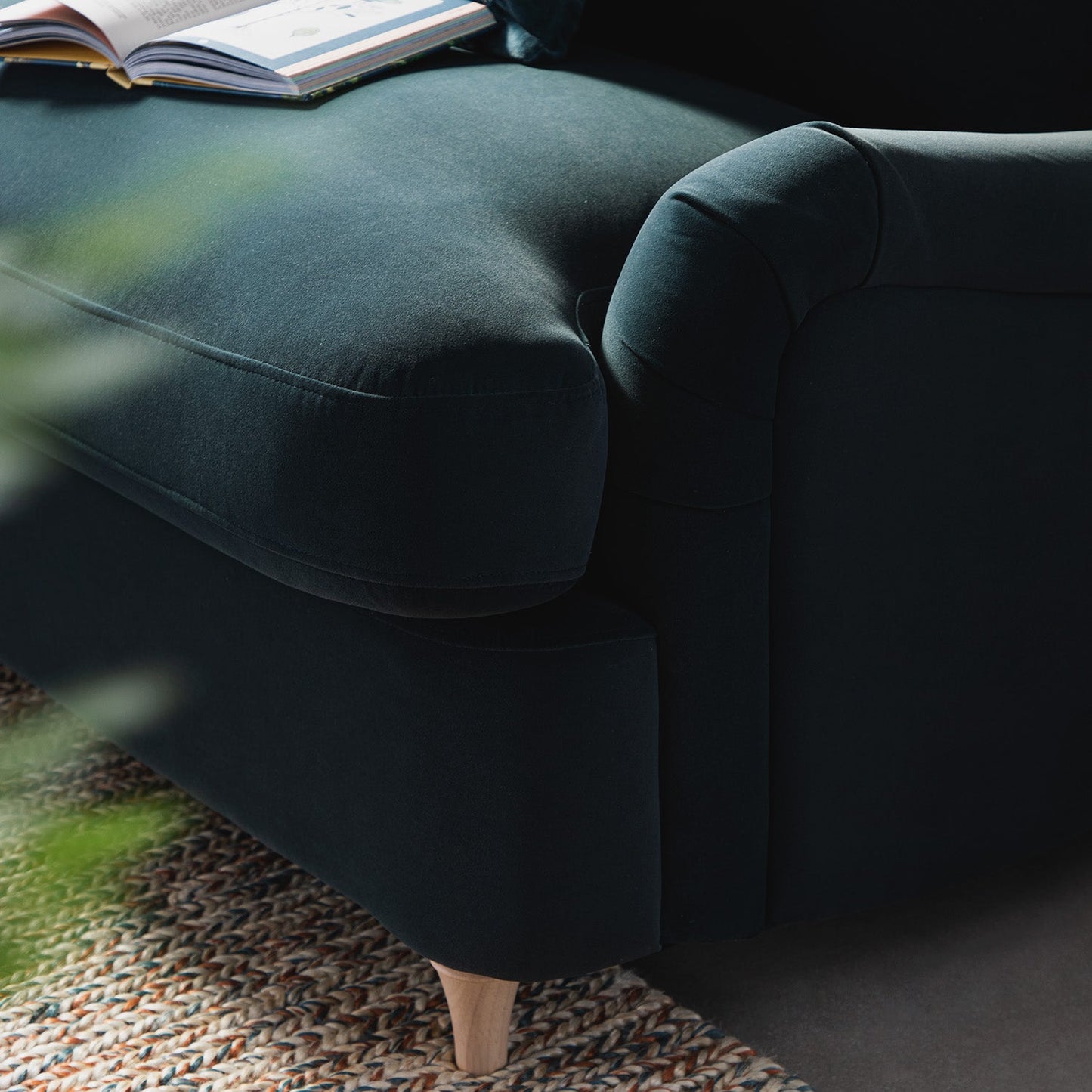 Daphnis Aegean Blue Velvet Sofa Bed, Loveseat