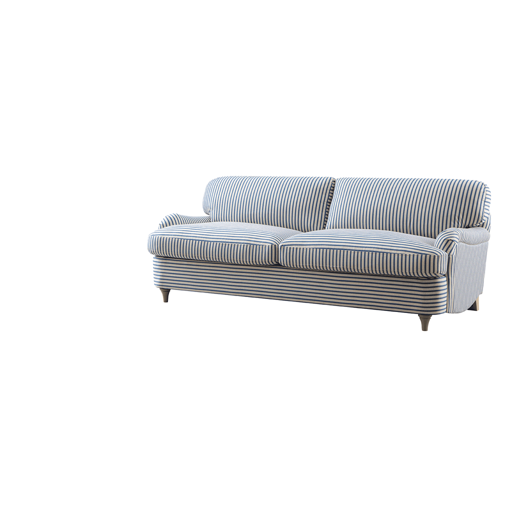 Daphnis Blue Striped Linen Blend Sofa Bed, Large 3-Seater