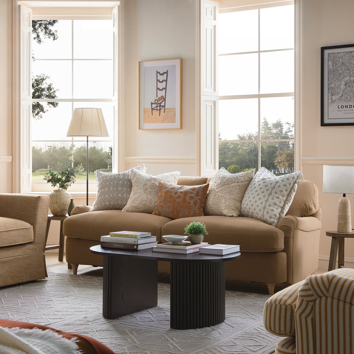 Daphnis Camel Velvet Sofa Bed, Large 3-Seater