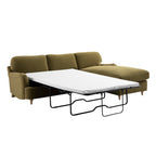 Daphnis Fudge Velvet Sofa Bed, Grande Chaise Right Hand Facing