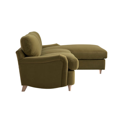 Daphnis Fudge Velvet Sofa Bed, Grande Chaise Right Hand Facing