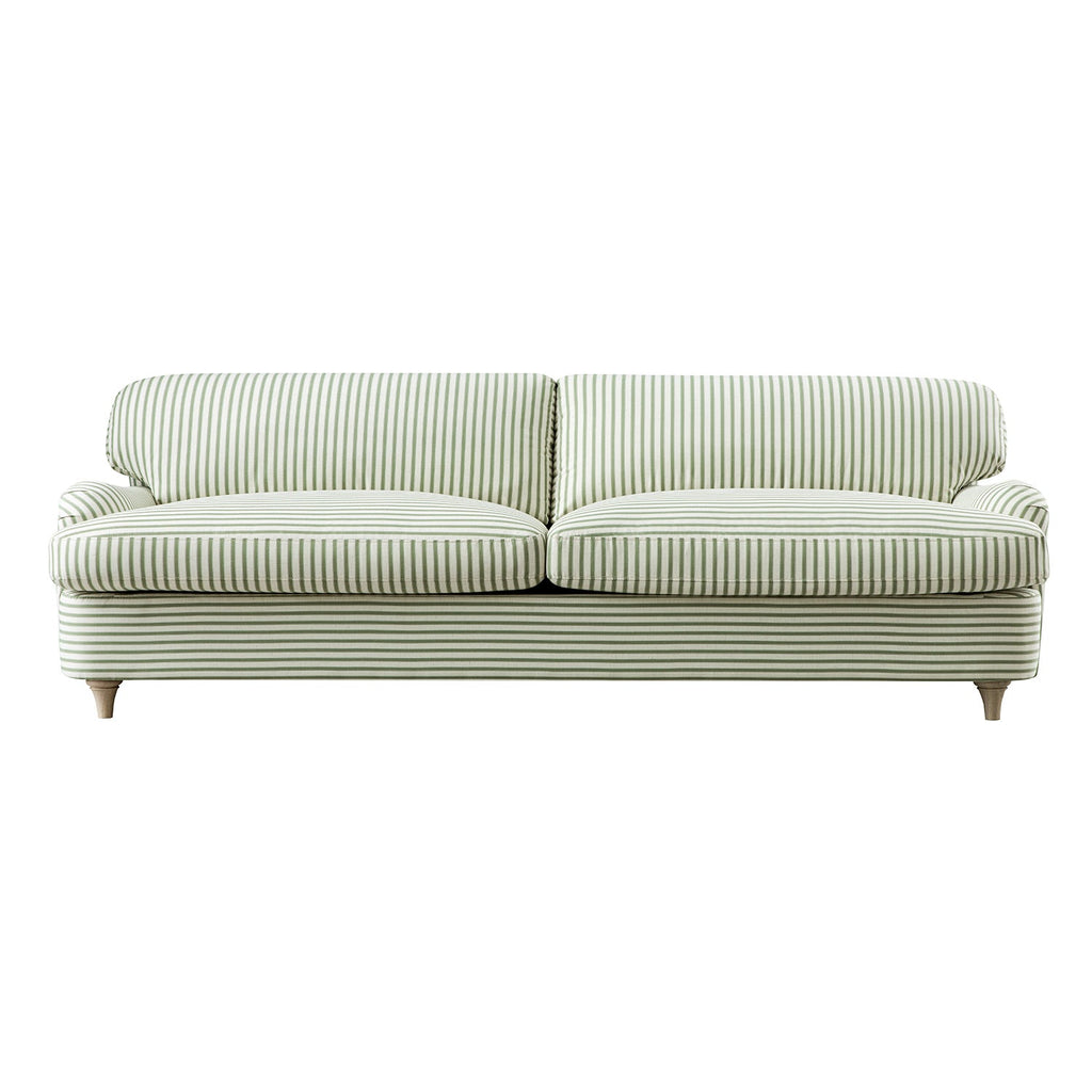 Daphnis Green Striped Linen Blend Sofa Bed, Large 3-Seater