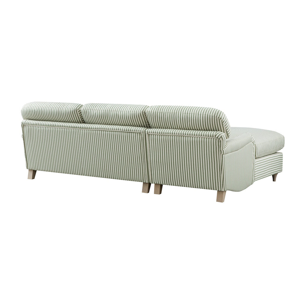 Daphnis Green Striped Linen Blend Sofa Bed, Grande Chaise Left Hand Facing