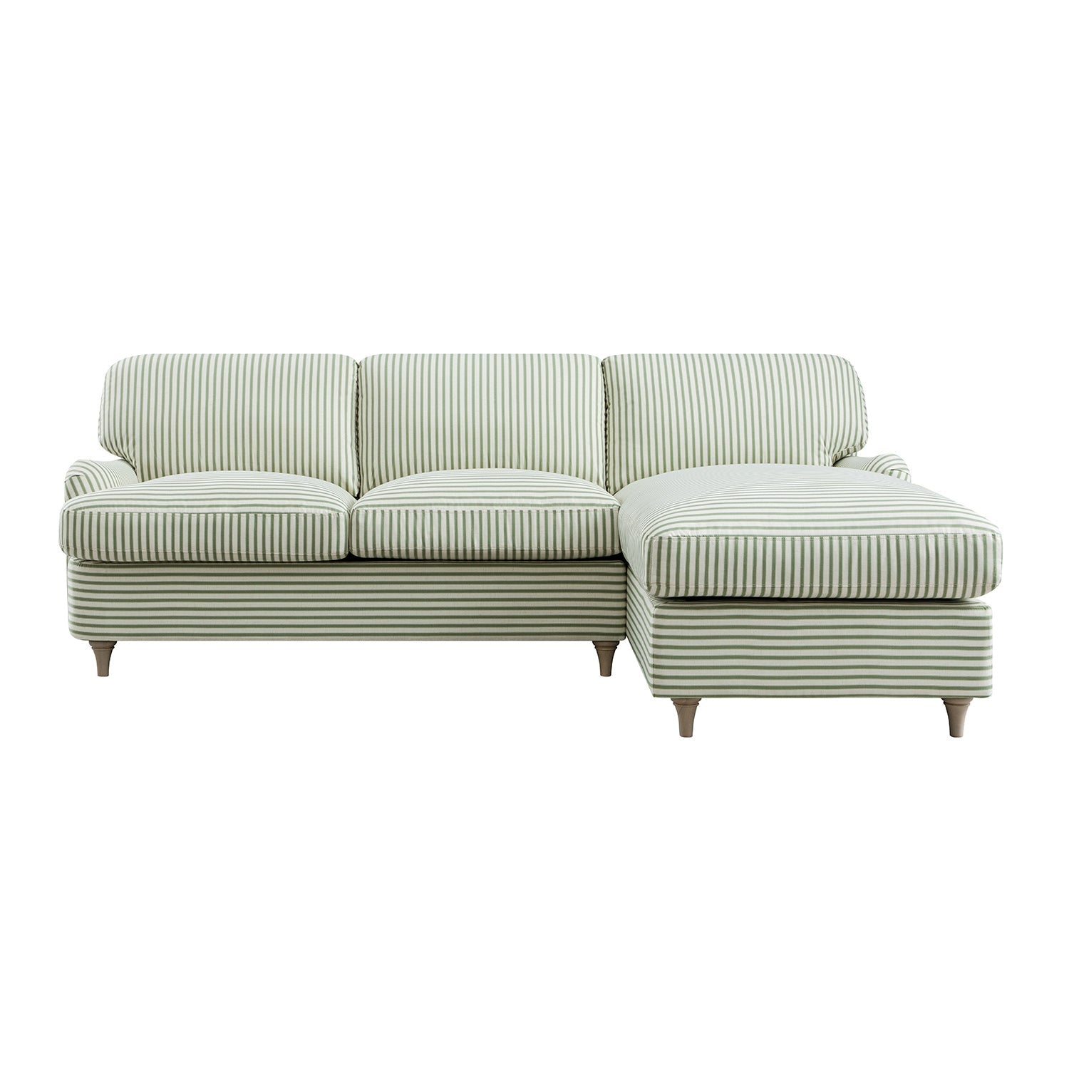 Daphnis Green Striped Linen Blend Sofa Bed, Grande Chaise Right Hand Facing