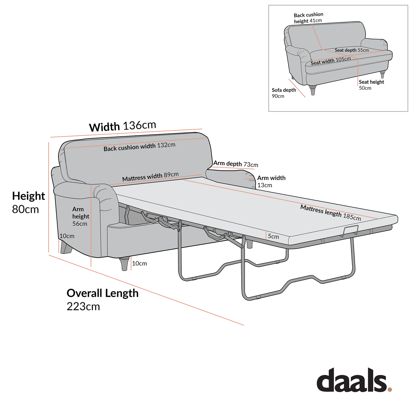 Daphnis Aegean Blue Velvet Sofa Bed, Loveseat