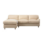 Daphnis Ochre Striped Linen Blend Sofa Bed, Grande Chaise Left Hand Facing