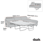 Daphnis Ochre Striped Linen Blend Sofa Bed, Grande Chaise Right Hand Facing