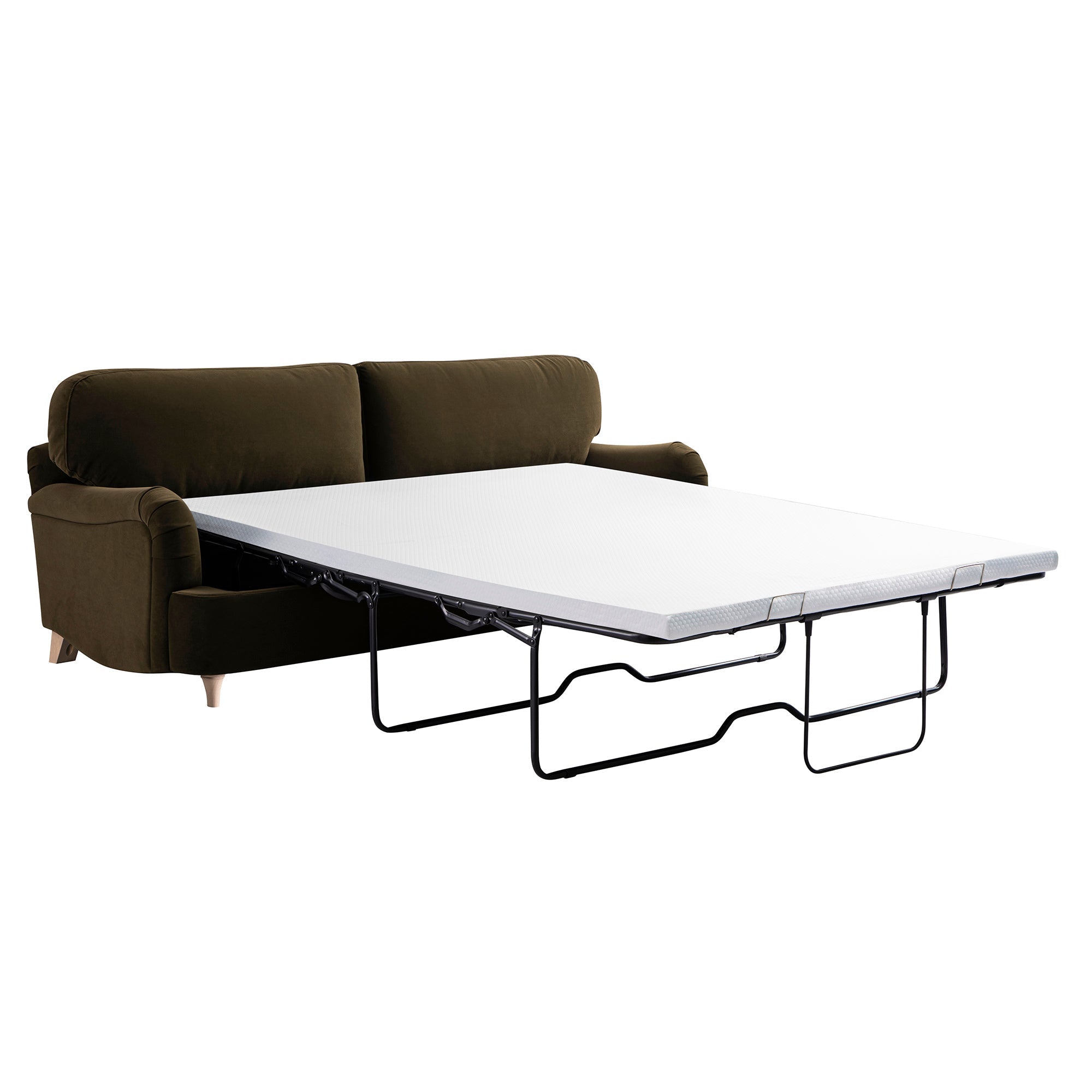 Daphnis Seaweed Velvet Sofa Bed, Large 3-Seater