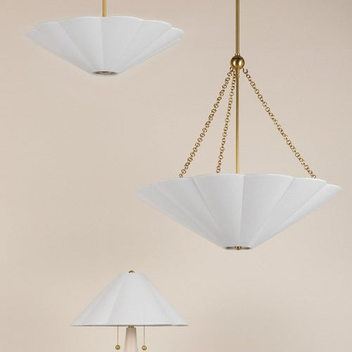 Alana 3 Light Pendant Light - Aged Brass