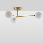 3 Light Flush Ceiling Light - Brass