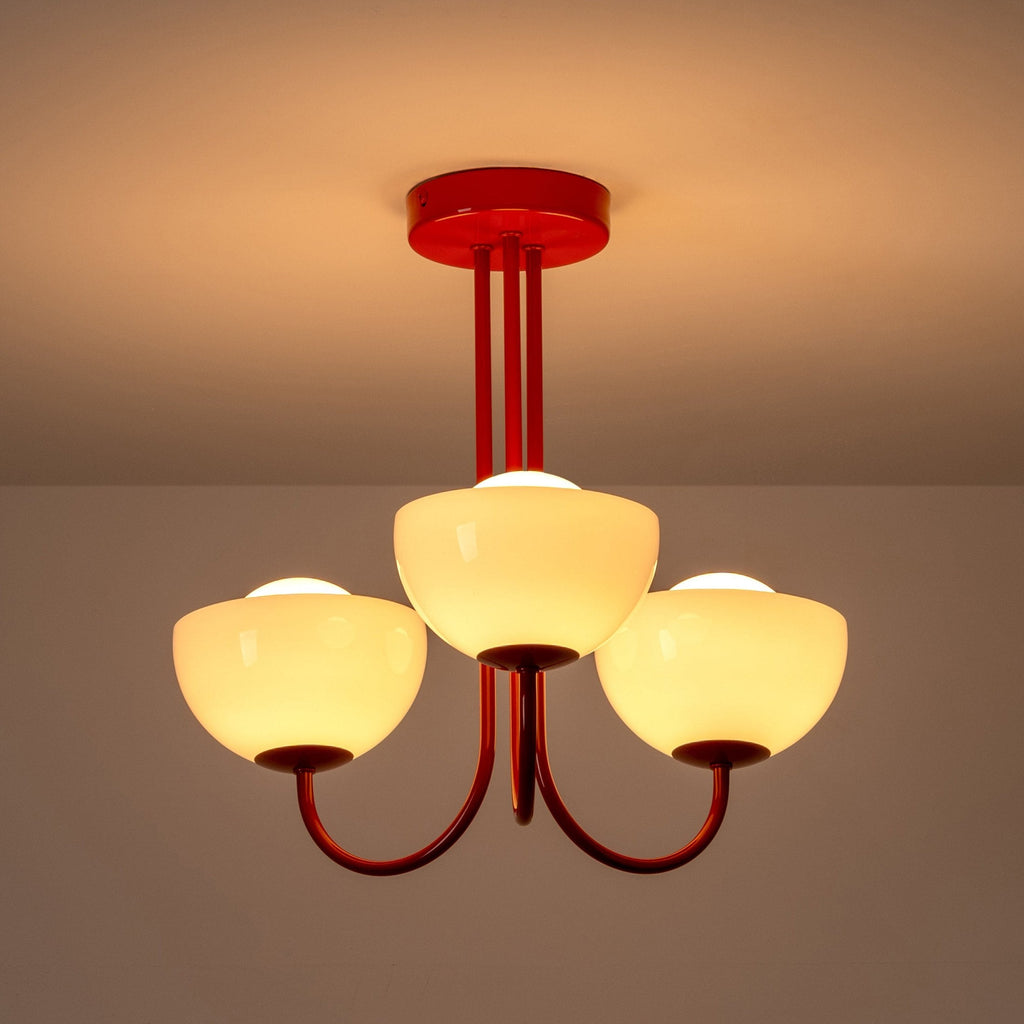 Glass Bowl Ceiling Light - Red