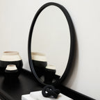 Higgins - Black Metal Modern Round Wall Mirror 40cm x 40cm