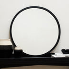 Higgins - Black Metal Modern Round Wall Mirror 60cm x 60cm