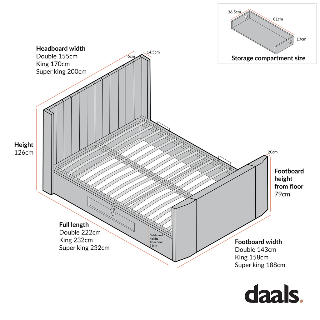 Wilton White Boucle Ottoman TV Bed