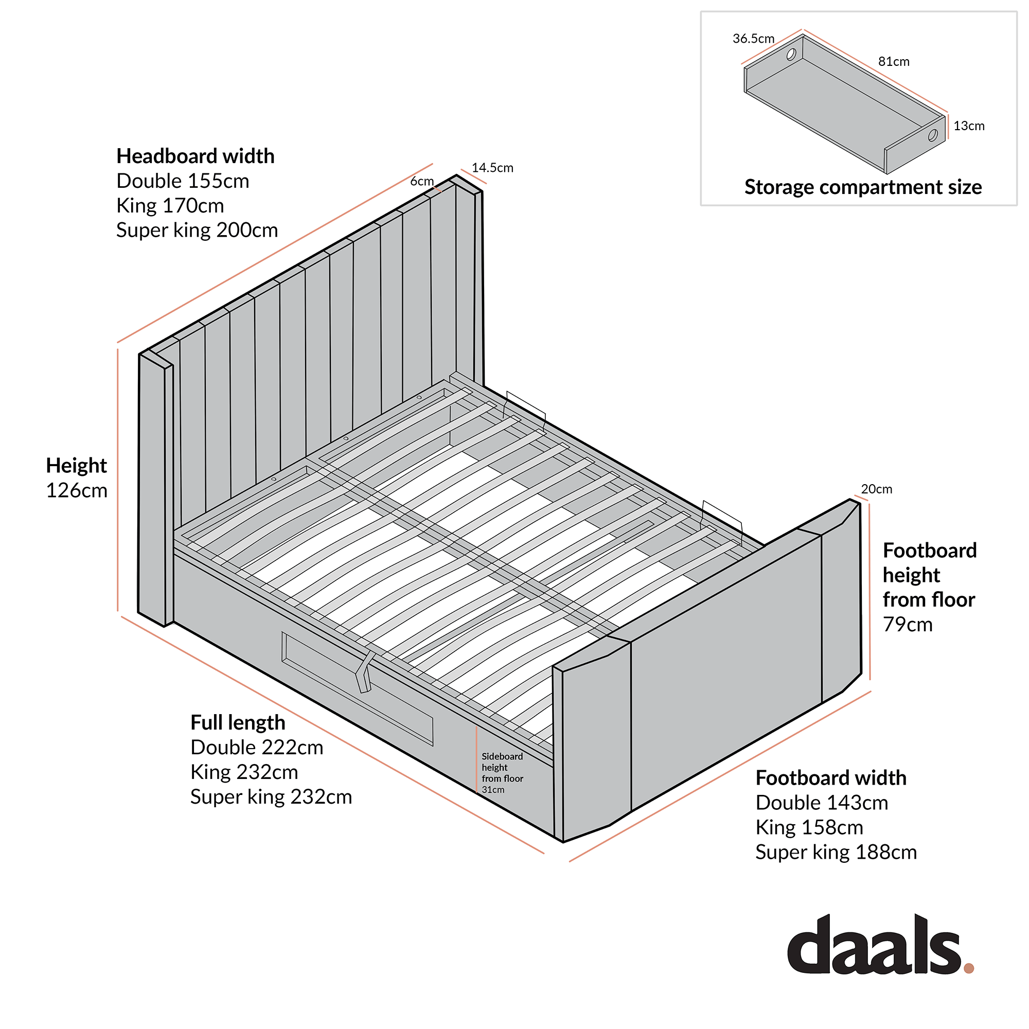 Wilton White Boucle Ottoman TV Bed