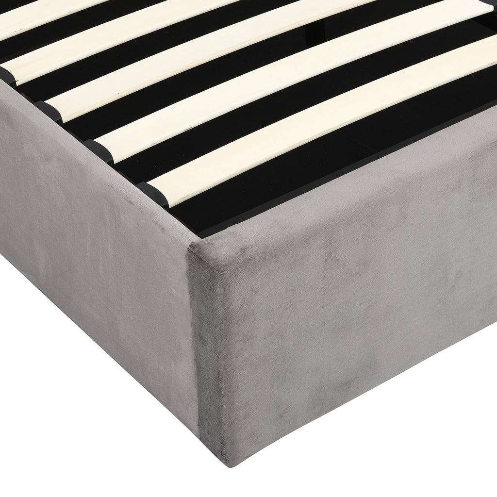 Hartwell Upholstered Ottoman Storage Bed with Deeply Buttoned Headboard (Grey Velvet)