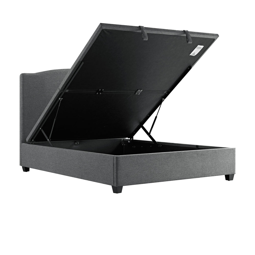 Chilworth Upholstered Ottoman Storage Bed, Dark Grey Weave Fabric