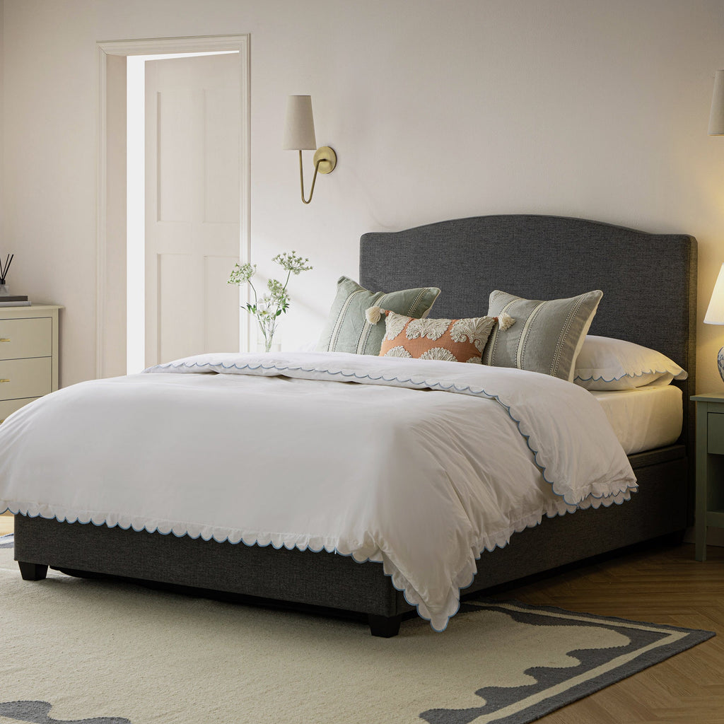 Chilworth Upholstered Ottoman Storage Bed, Dark Grey Weave Fabric