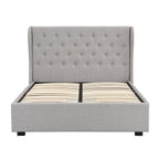 Weston Buttoned Wing Back Upholstered 2-Drawer Storage Bed (Grey Fabric)