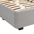 Weston Buttoned Wing Back Upholstered 2-Drawer Storage Bed (Grey Fabric)