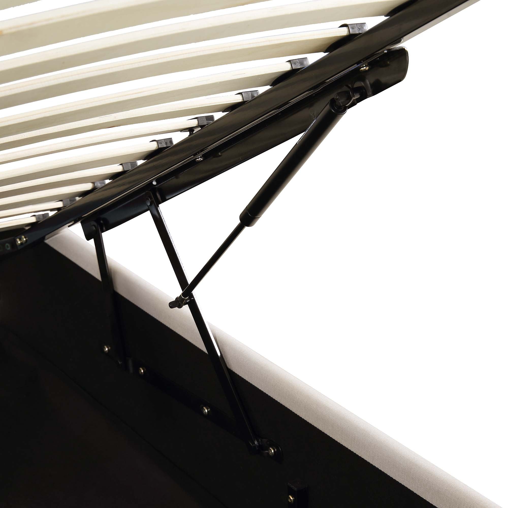 Pimlico End Opening Ottoman Storage Bed Frame with Multi-colour LED Headboard (Beige Fabric)