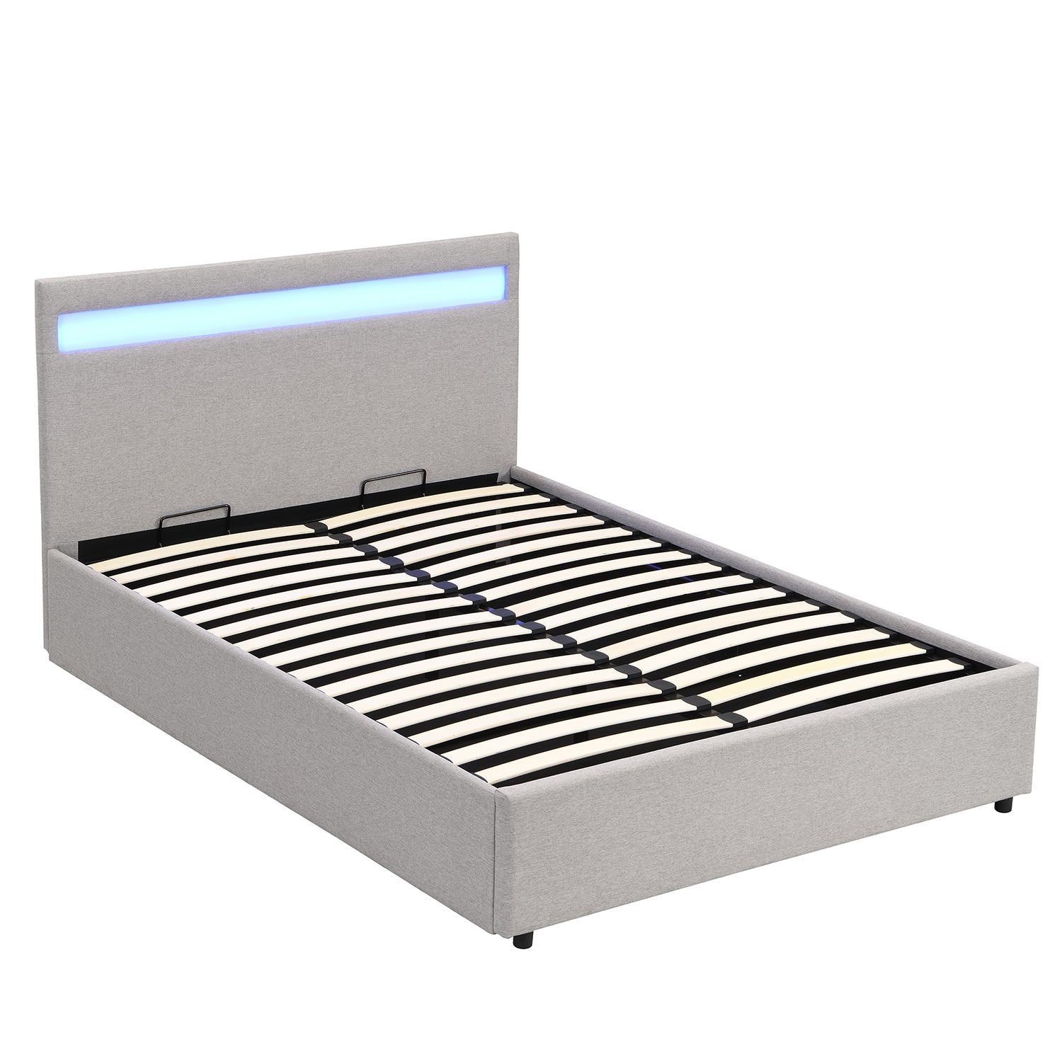 Pimlico End Opening Ottoman Storage Bed Frame with Multi-colour LED Headboard (Grey Fabric)