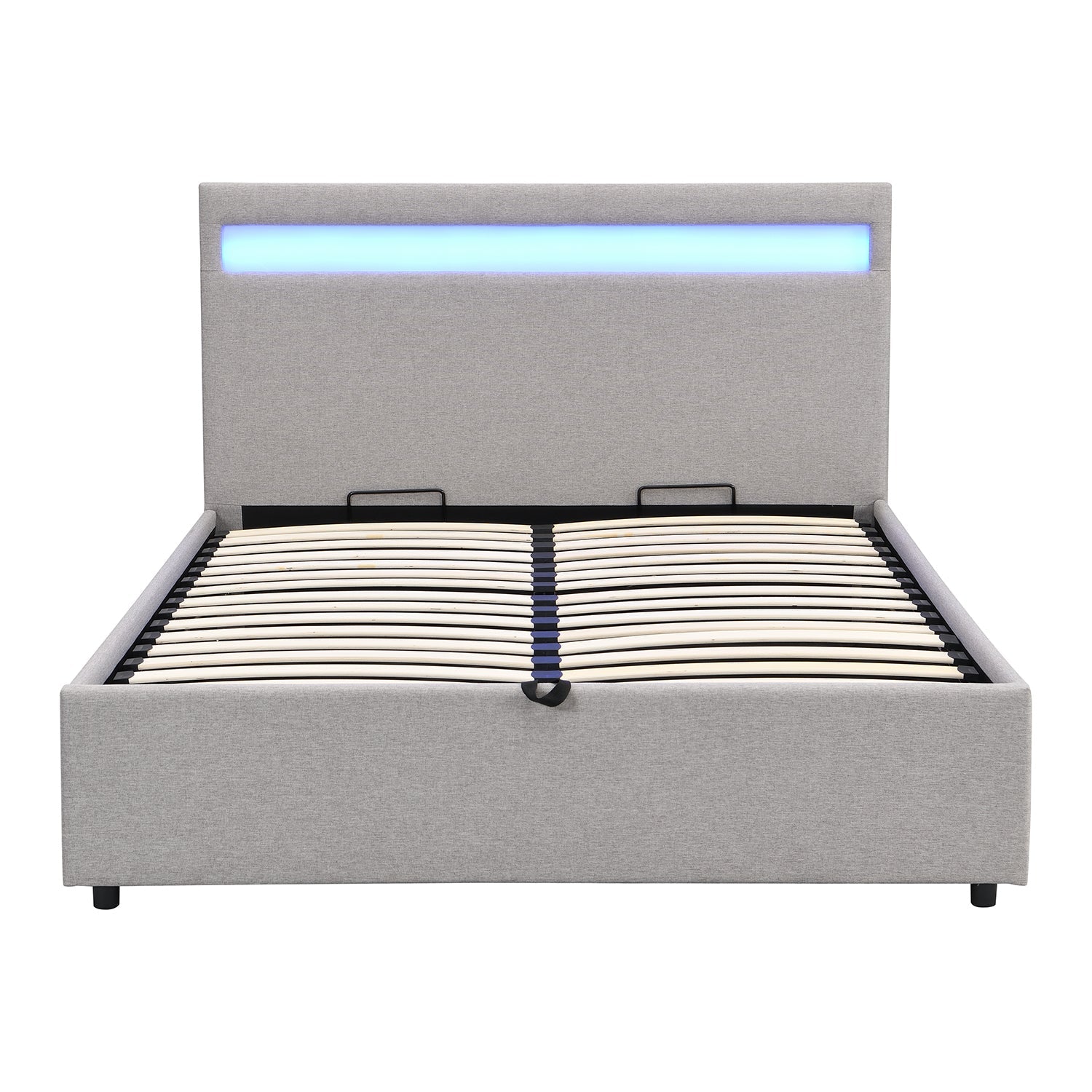 Pimlico End Opening Ottoman Storage Bed Frame with Multi-colour LED Headboard (Grey Fabric)