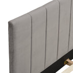 Sylvie Velvet Upholstered Bed Frame with Golden Chrome Legs (Grey)