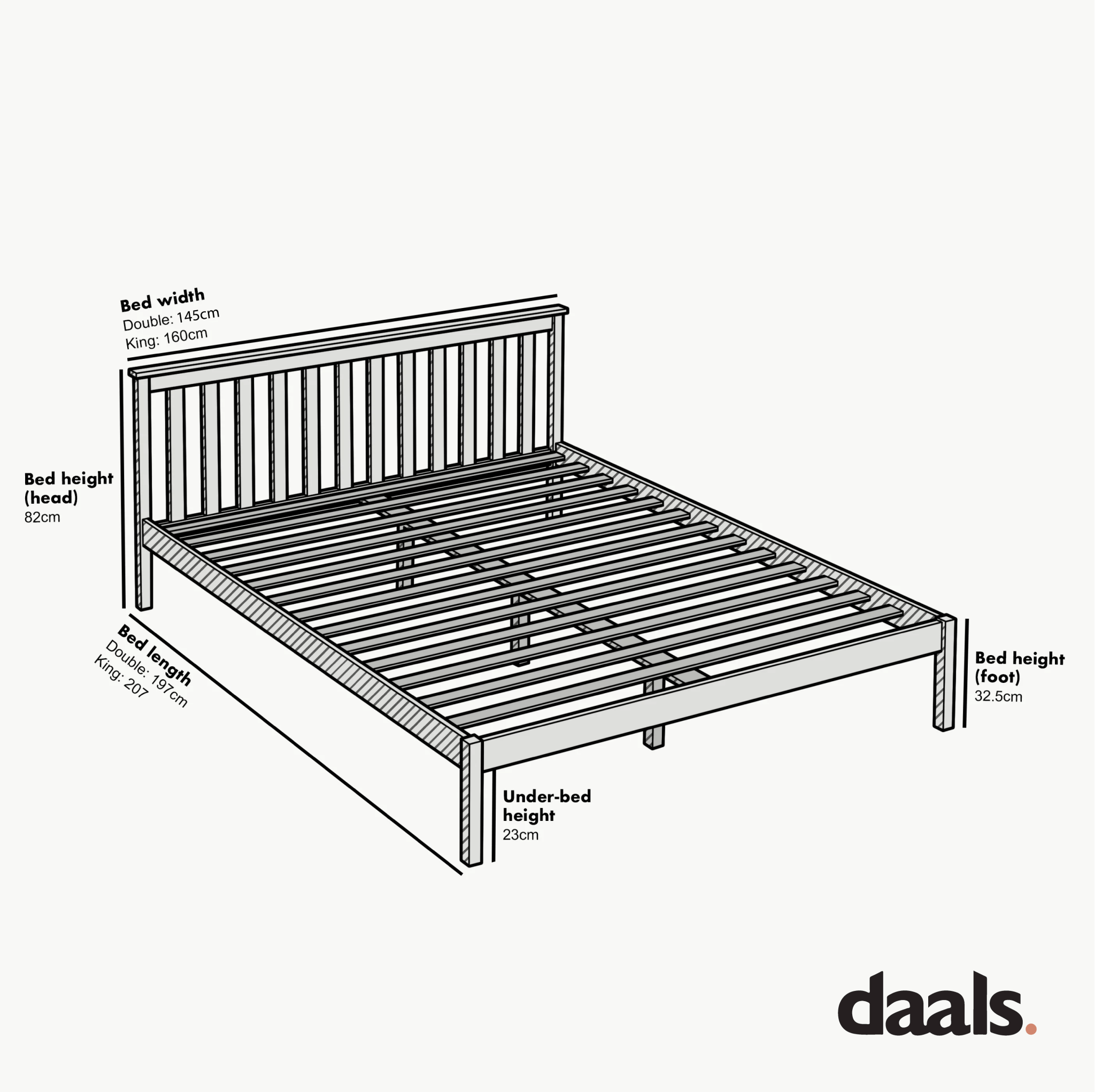Linnelle Solid Wood Bed Frame in Grey