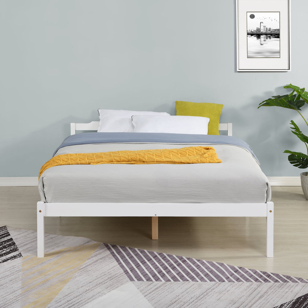 Curran Solid Wood Bed Frame in White UK Sizes