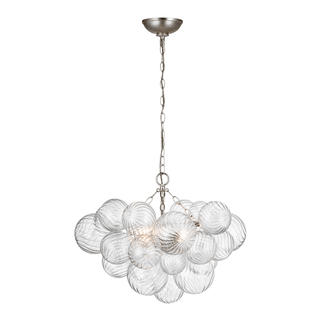 Talia Small Chandelier - Burnished Silver Leaf & Clear Swirled Glass