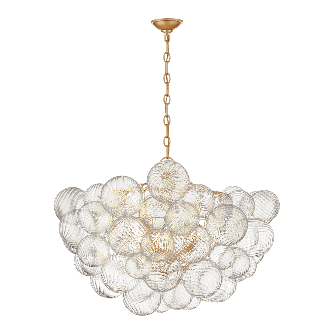 Talia Large Chandelier - Gild & Clear Swirled Glass