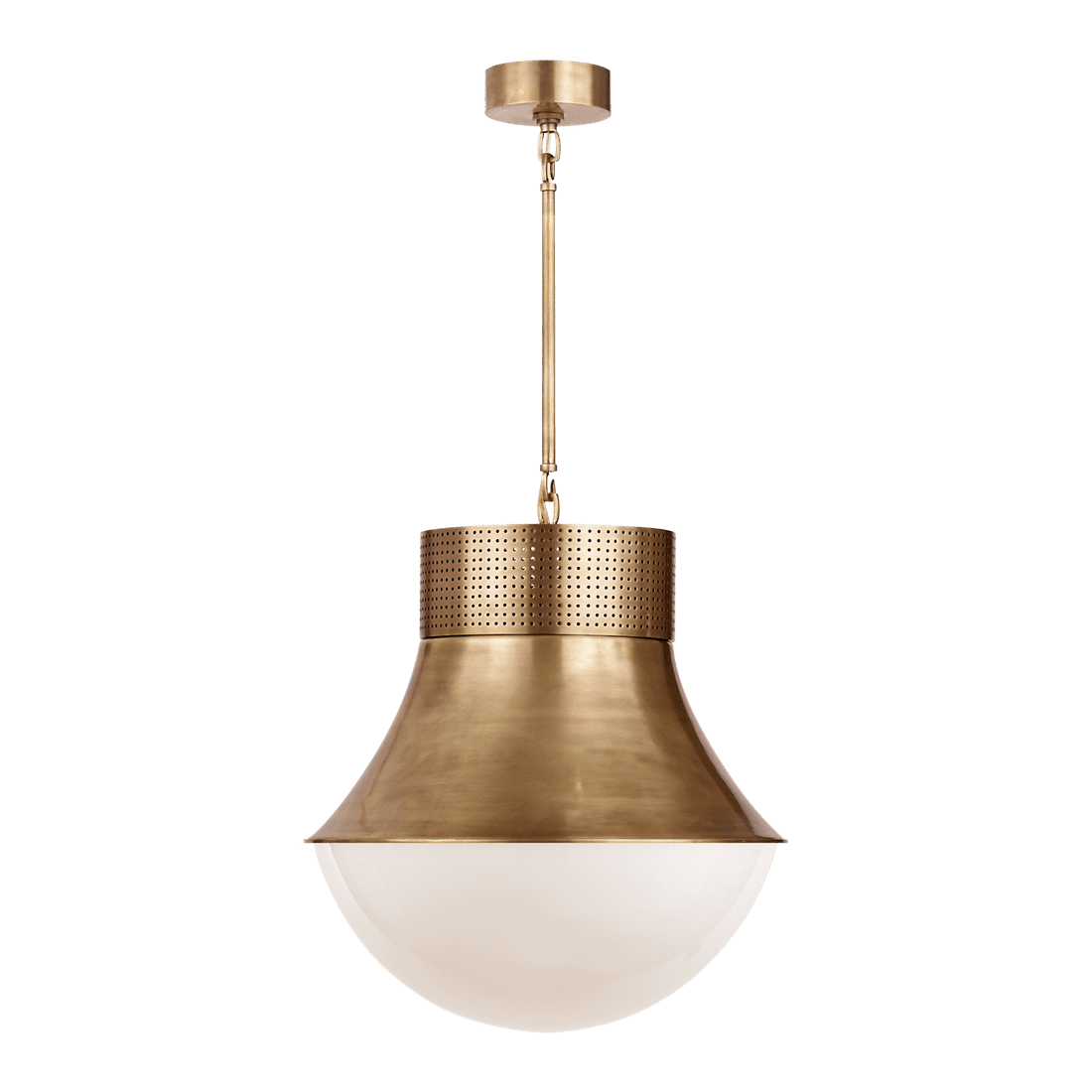 Precision Large Pendant - Antique-Burnished Brass with White Glass