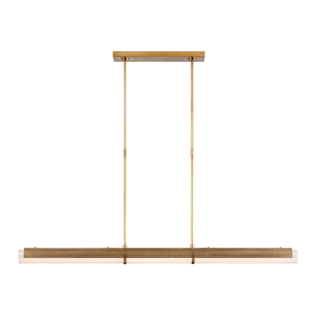 Precision Large Linear Chandelier - Antique-Burnished Brass with White Glass